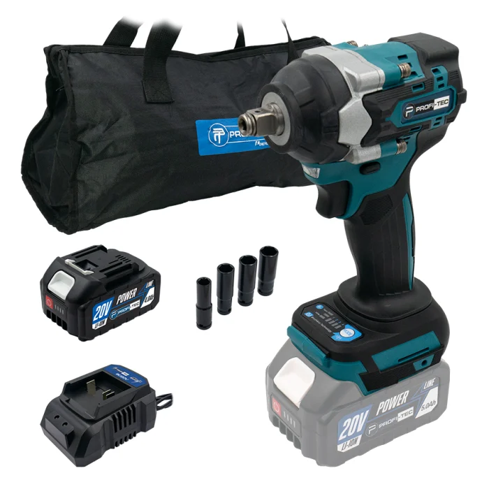Гайковерт акумуляторний PROFI-TEC DTW500BL POWERLine 1×PT2040MP 4 А/г та зарядний пристрій (007602)
