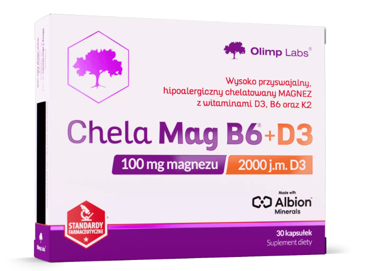 Комплекс витаминов Магний хелат витамин В6/Д3 Olimp Chela-Mag 30 капсул