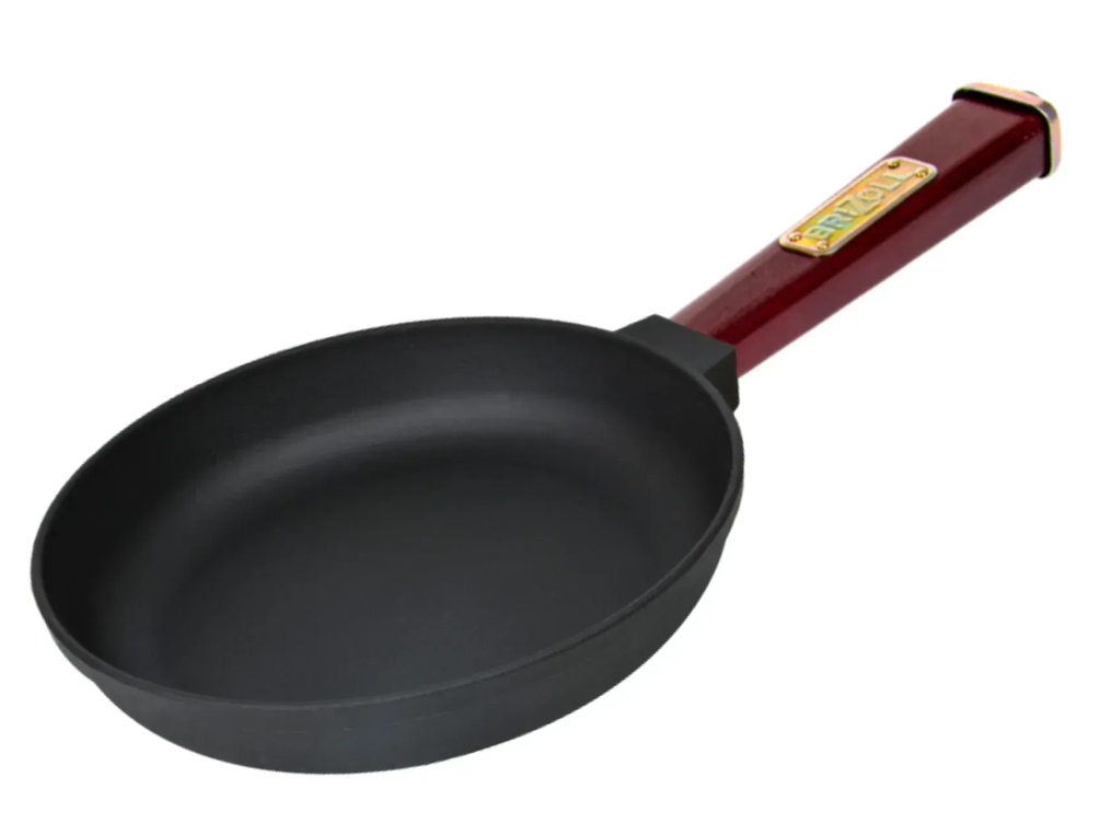 Сковорода чугунная Brizoll Optima с деревянной ручкой Bordo 260х40 мм