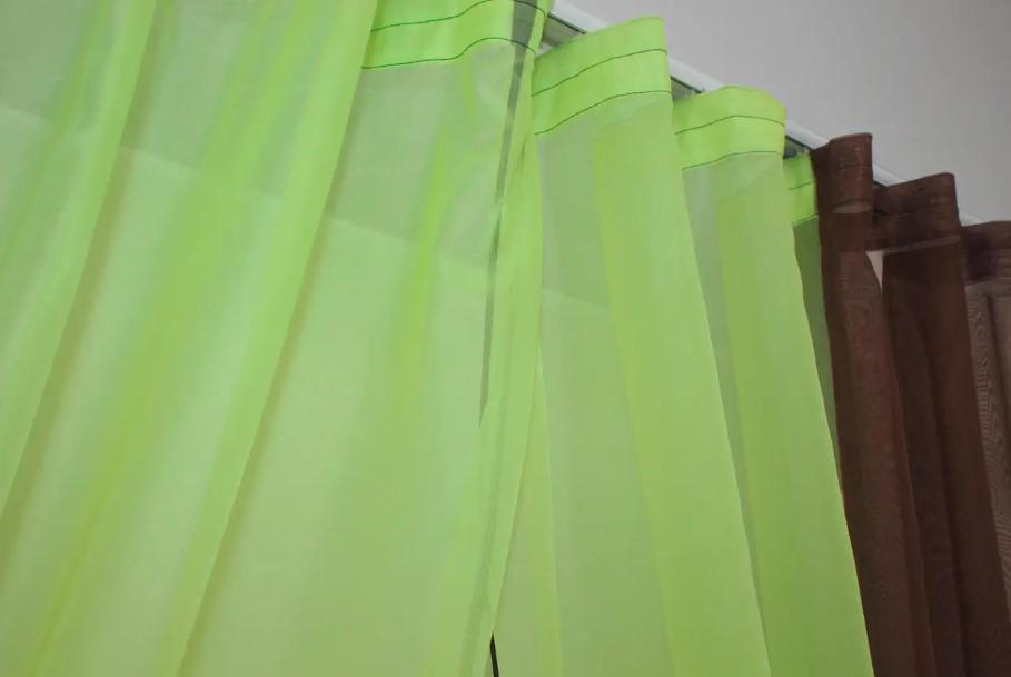 Занавеска на кухню/балкон шифон 270х170 см Венге/Салатовый (017к) - фото 3