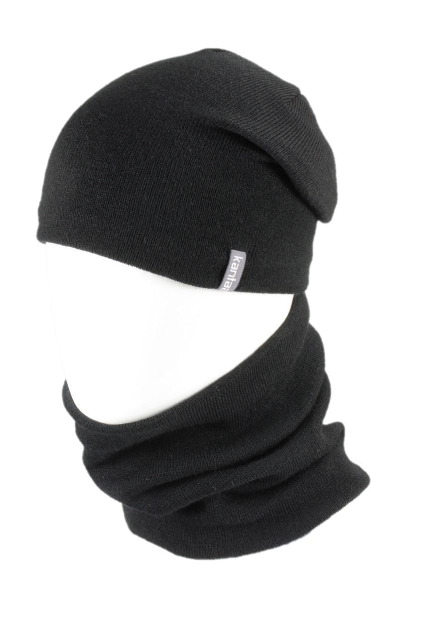 Вязаная шапка Кahta Fashion Hat с Buff снуд унисекс р. 57-58 Черный (OC-105)
