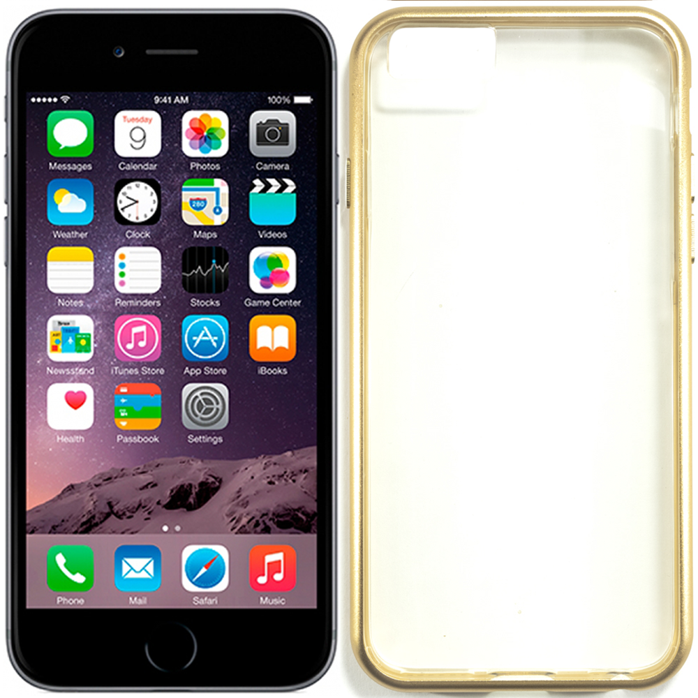 Прозрачный чехол накладка SBPRC Polo AluArmor Apple for iPhone 6/6S, Gold