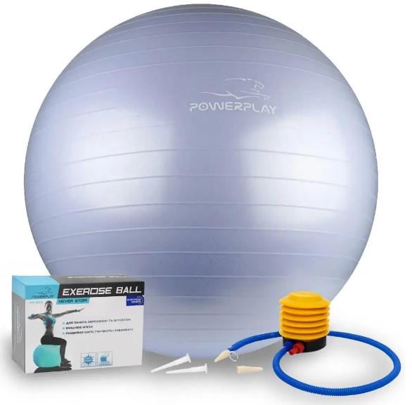 Фитбол для фитнесаPowerPlay 4001 Gymball с насосом Ø 75 см Sky Blue (PP_4001_75_Sky_Blue)