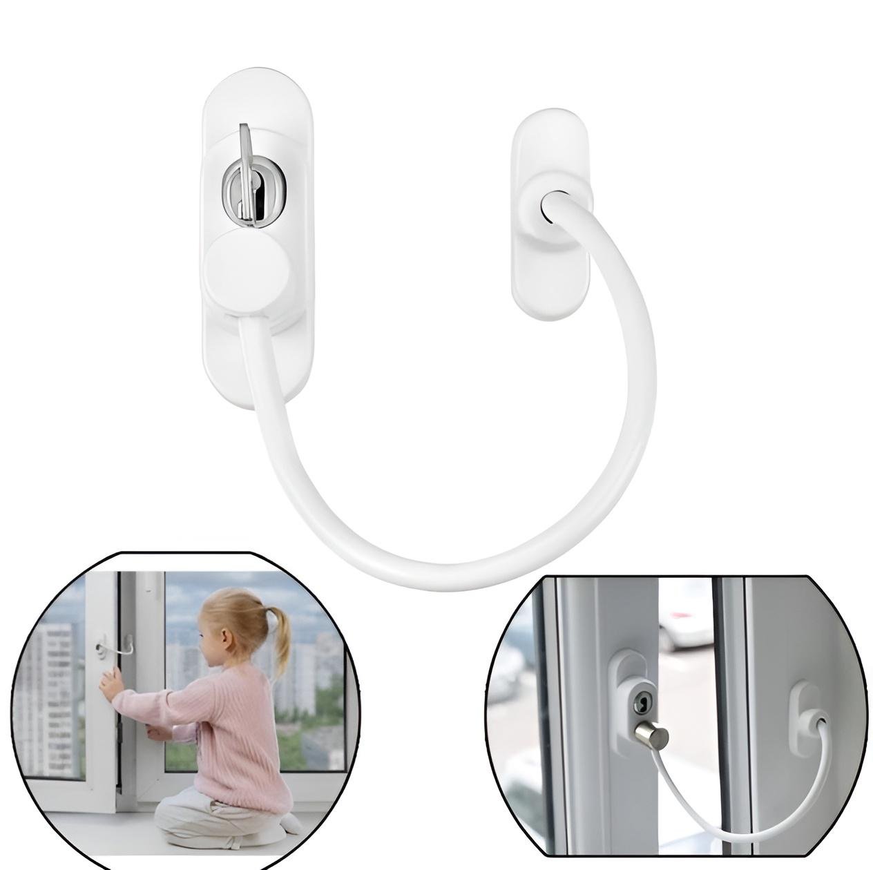 Блокіратор на вікно Kayfovo Safe Lock захисний механізм для дитячої безпеки з тросом для безпеки в будинку 20 см (L0794-0794) - фото 3