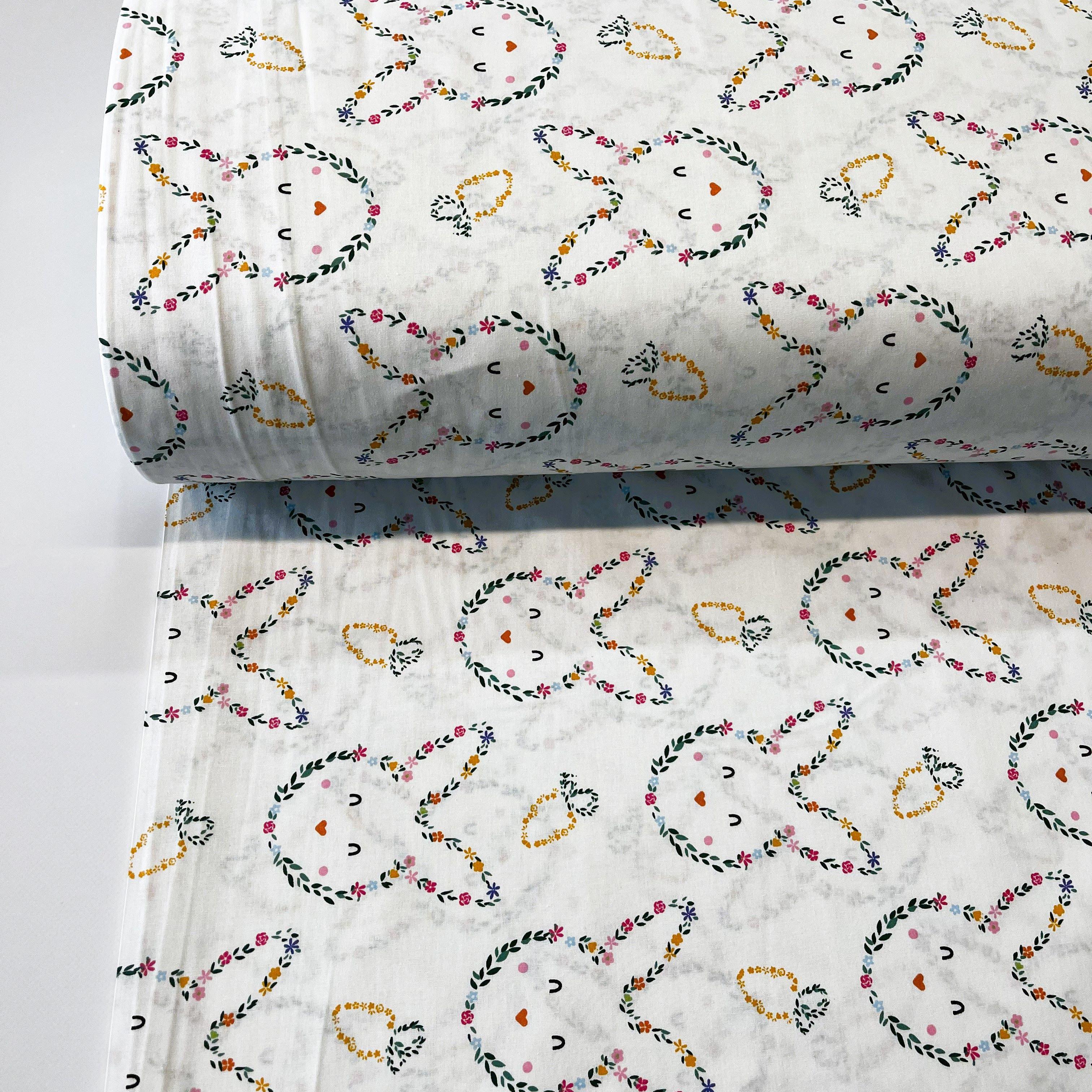 Ткань для постельного белья ранфорс кролики и цветы 240 см (M12179/1 02265)