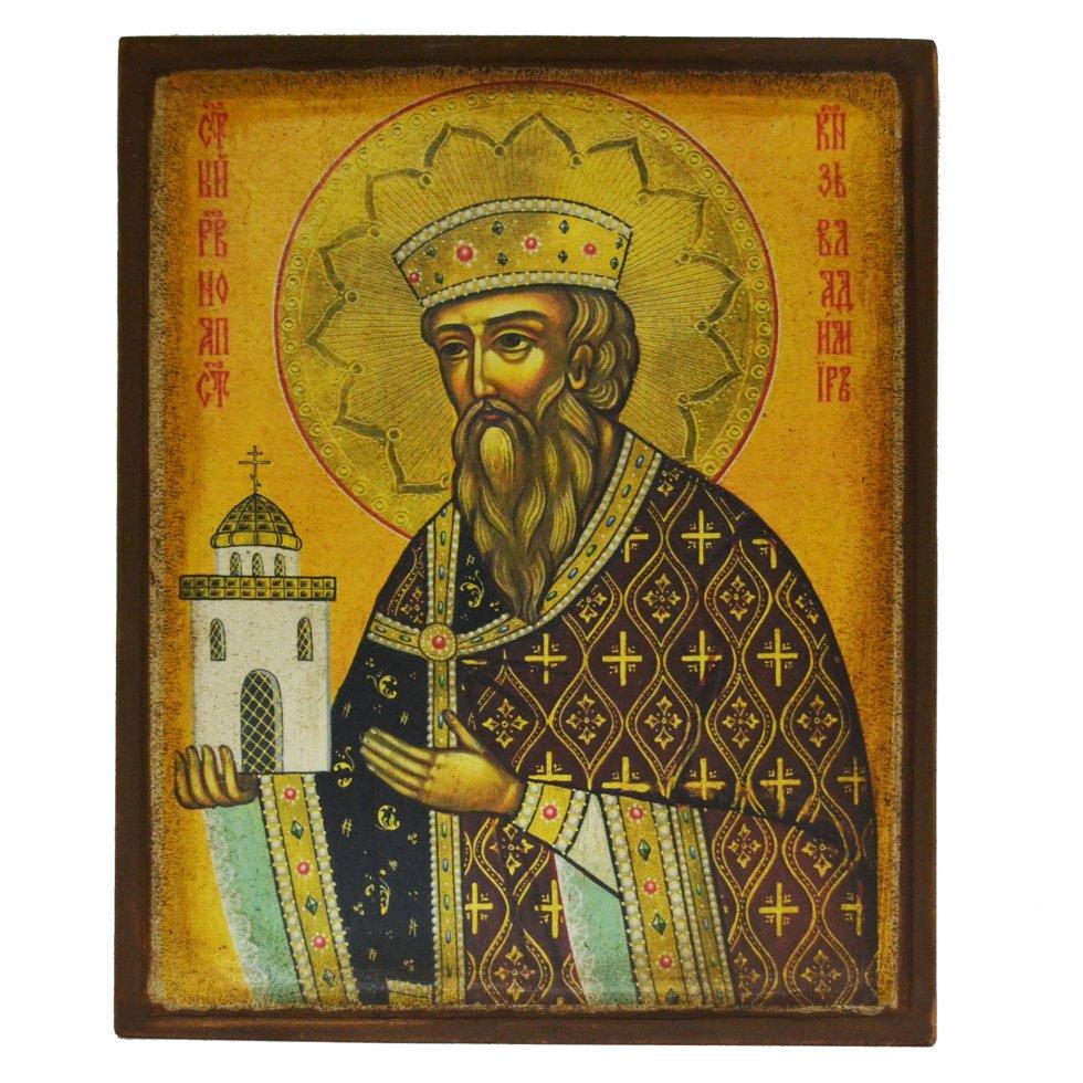 Икона Святой равноапостольный князь Владимир деревянный 20х15 см (112-0037м)