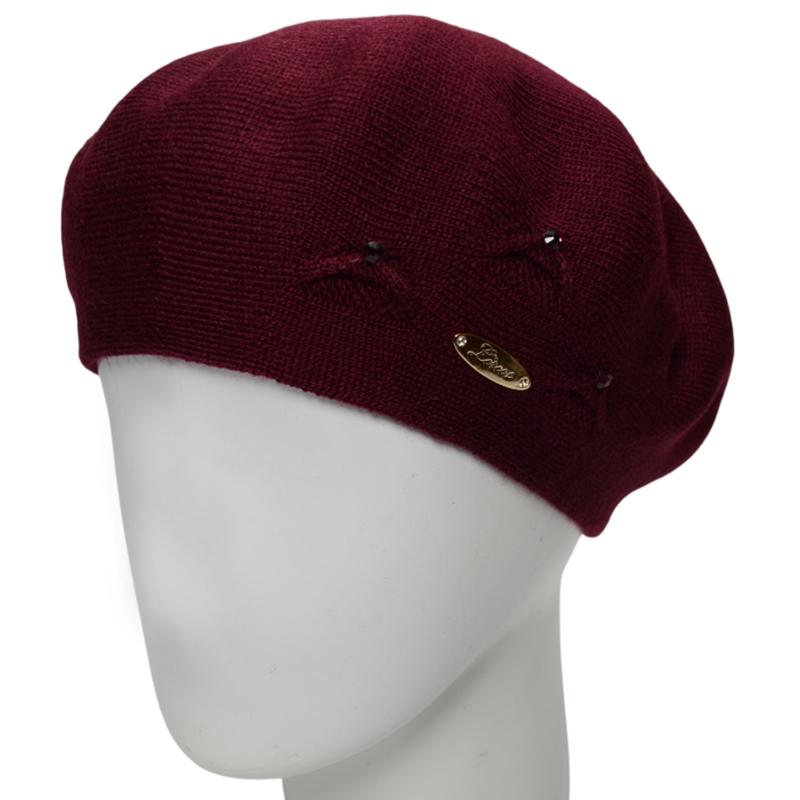 Берет женский Lirus Кристал осенний тонкой вязки  Бордовый