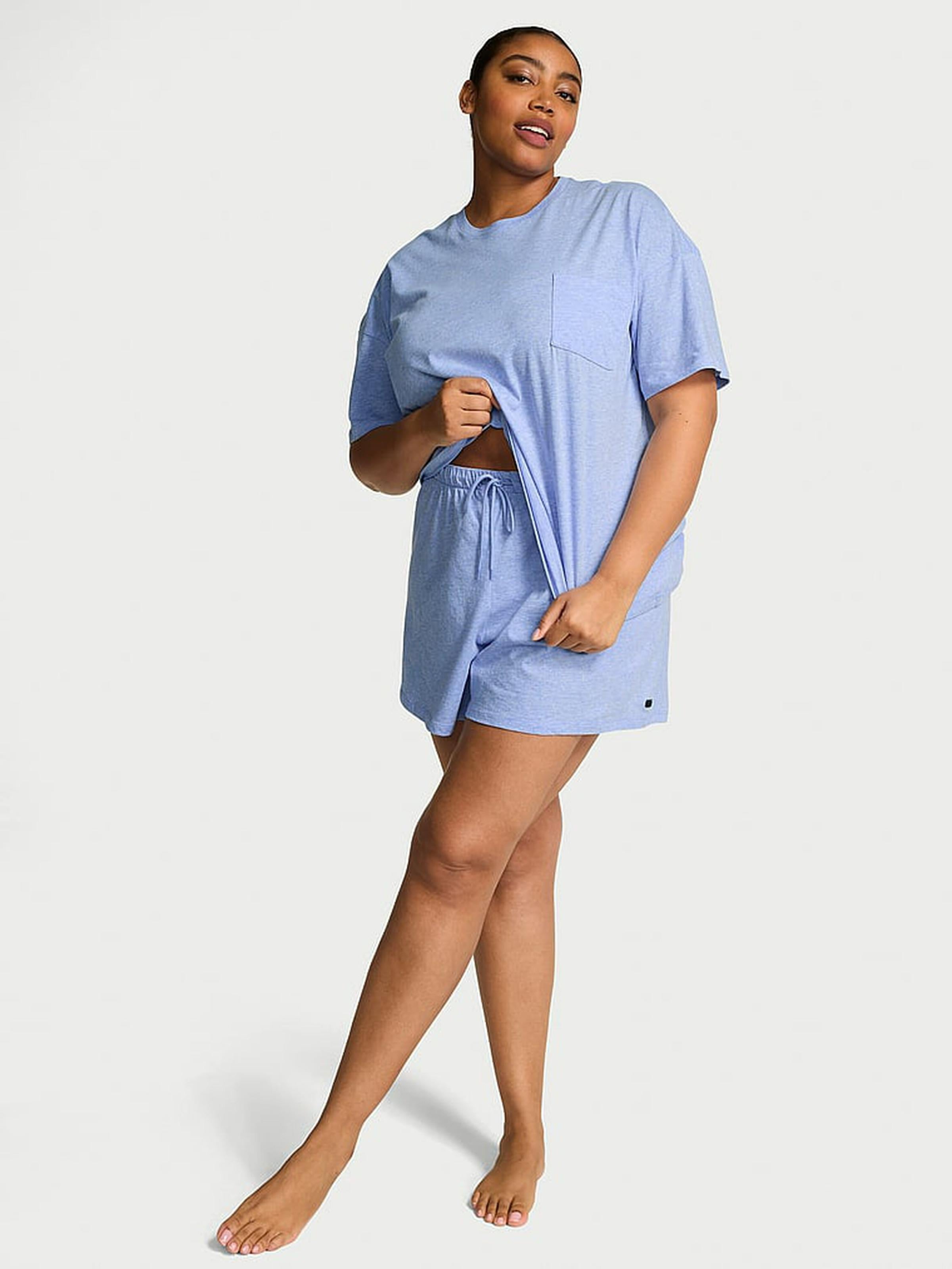 Пижама котоновая Victoria's Secret 100% Cotton Short Pajama Set XS Голубой (2671485D)