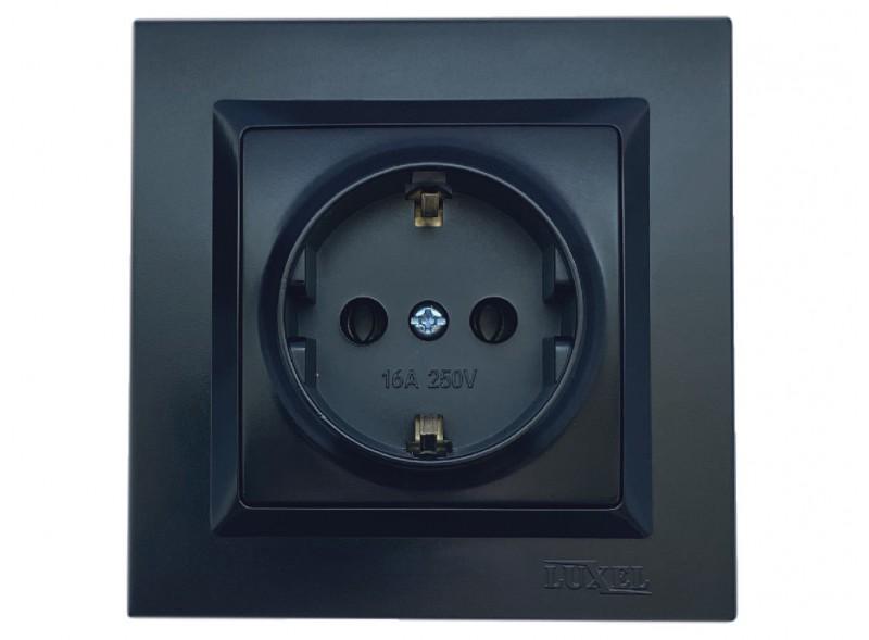 Розетка Luxel Jazz 9104/9004 1-а с/с Чорний/Білий (00000038541)