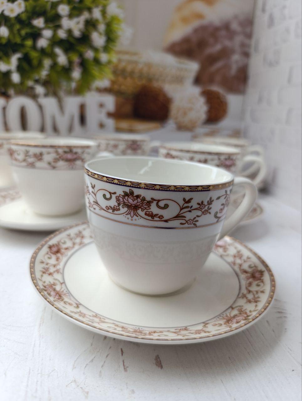 Сервіз чайний SNT Квітковий орнамент порцеляна 250 мл 12 пр. Білий (15103-1) - фото 2