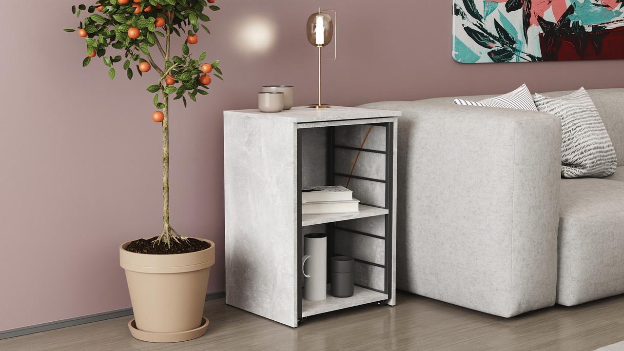 Стіл-тумба трансформер Ferrum-decor Смарт 2/2 метал/ДСП 16 мм 750x1450x600 мм Чорний/Бетон (FRD-105108) - фото 9 Стіл-тумба трансформер Ferrum-decor Смарт 2/2 метал/ДСП 16 мм 750x1450x600 мм Чорний/Бетон (FRD-105108) - фото 9