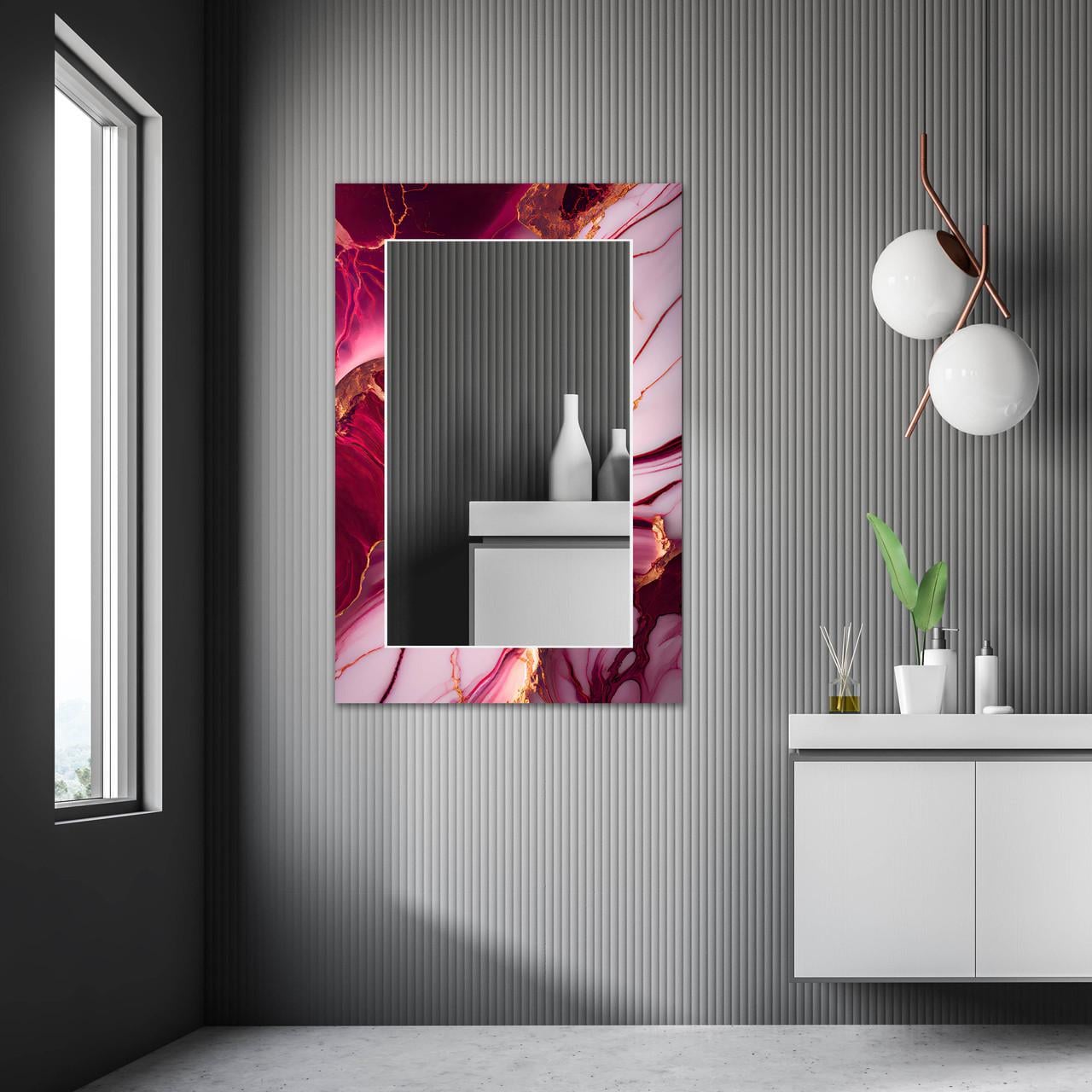 Зеркало на стену NovellaPrint с рисунком мрамора прямоугольное 90х60 см (2013.6)