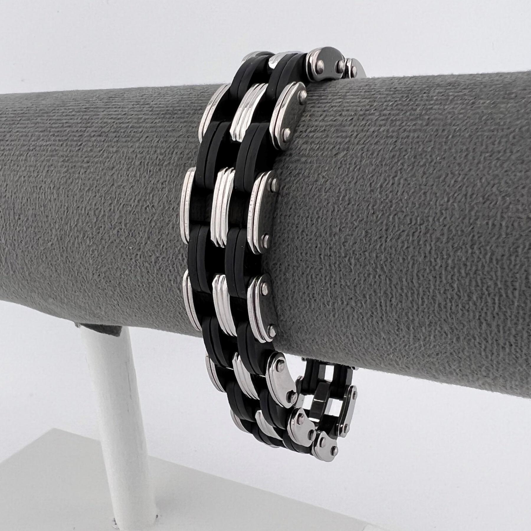 Браслет мужской из нержавеющей медицинской стали с каучуком 21 см (BS-126)