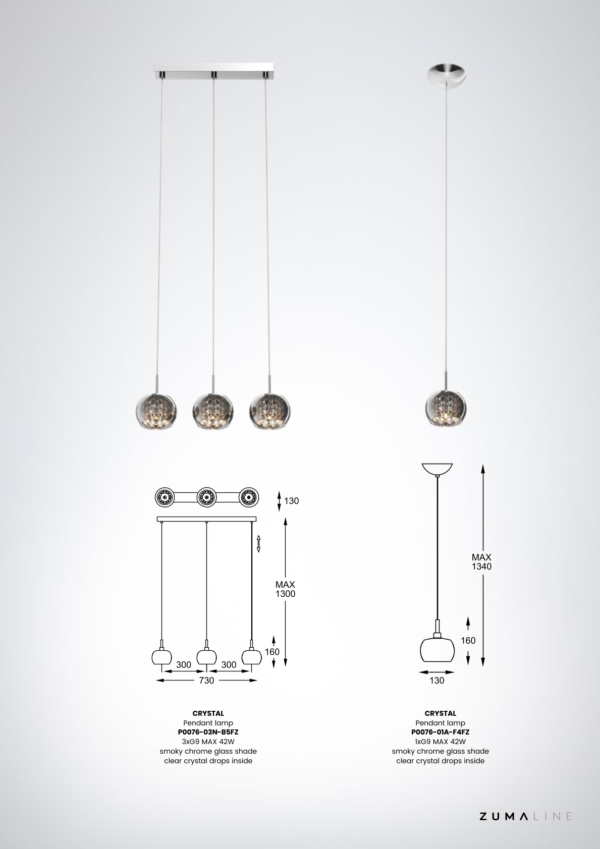 Світильник підвісний Zuma Line P0076-01A-F4FZ Crystal - фото 4