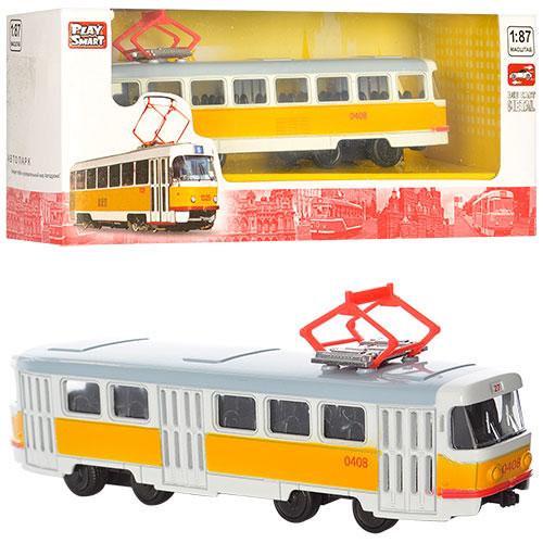 Игрушечный трамвай PLAY SMART Городской Автопарк Разноцветный (6411B)