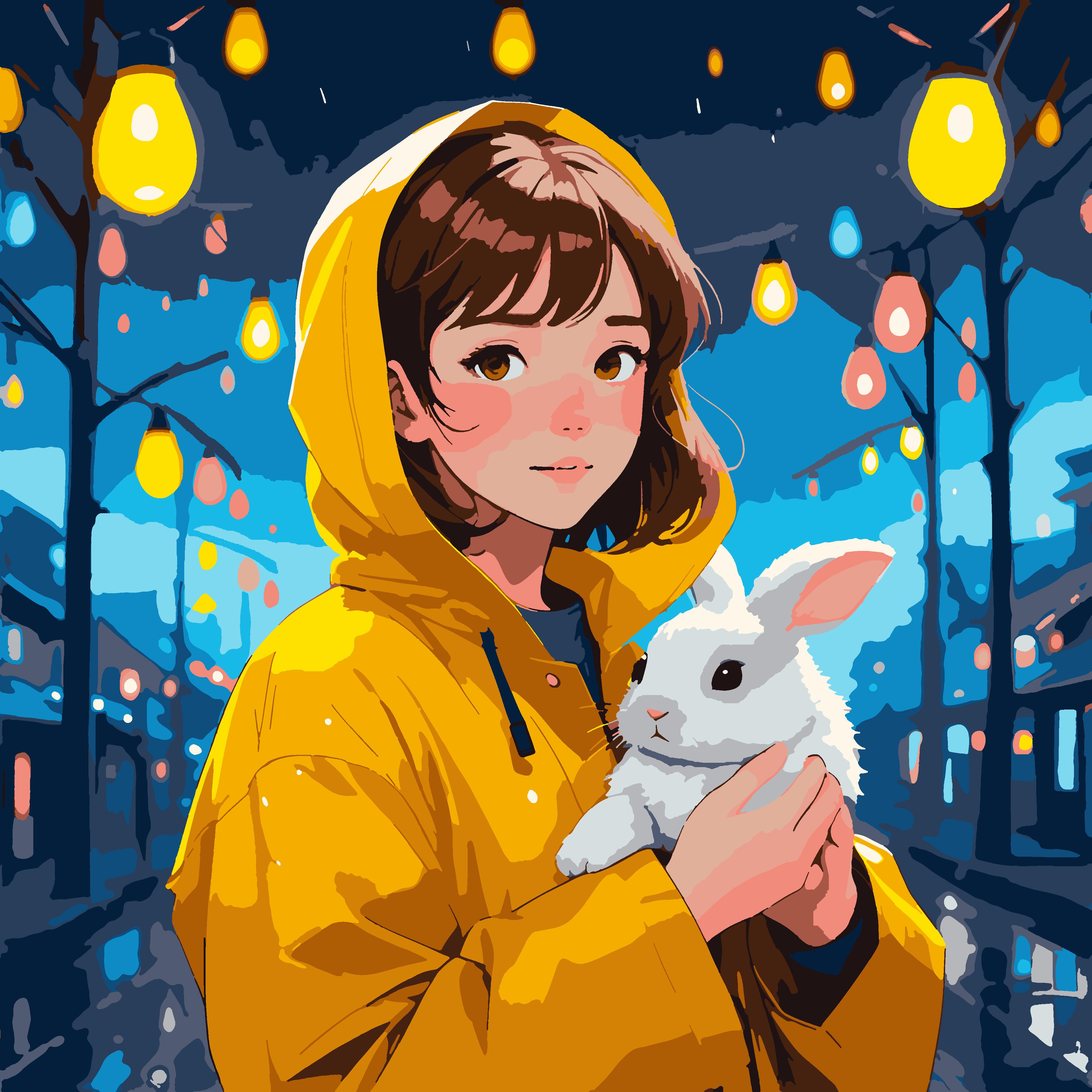 Картина по номерам Santi Девушка с зайкой 40x40 см с LED подсветкой (Top-955103)