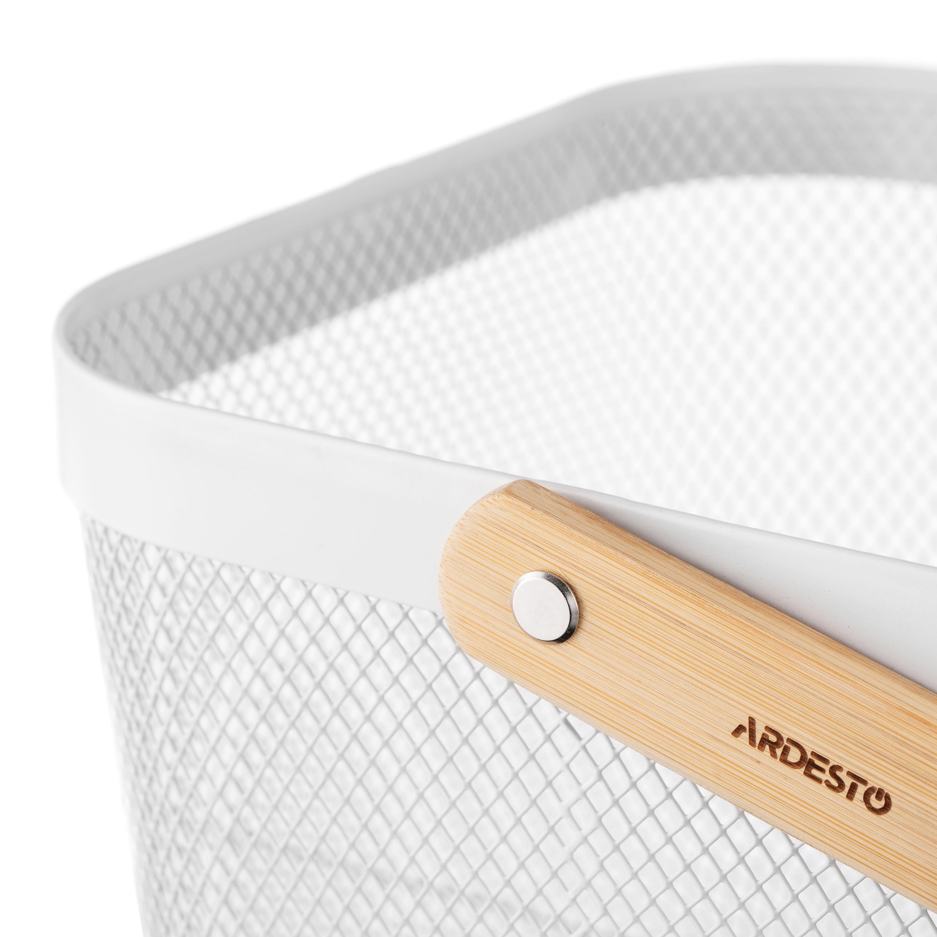 Кошик металевий Ardesto AR0901W з дерев'яною ручкою для фруктів 25x24,5x18 см Білий (608420) - фото 4 Кошик металевий Ardesto AR0901W з дерев'яною ручкою для фруктів 25x24,5x18 см Білий (608420) - фото 4