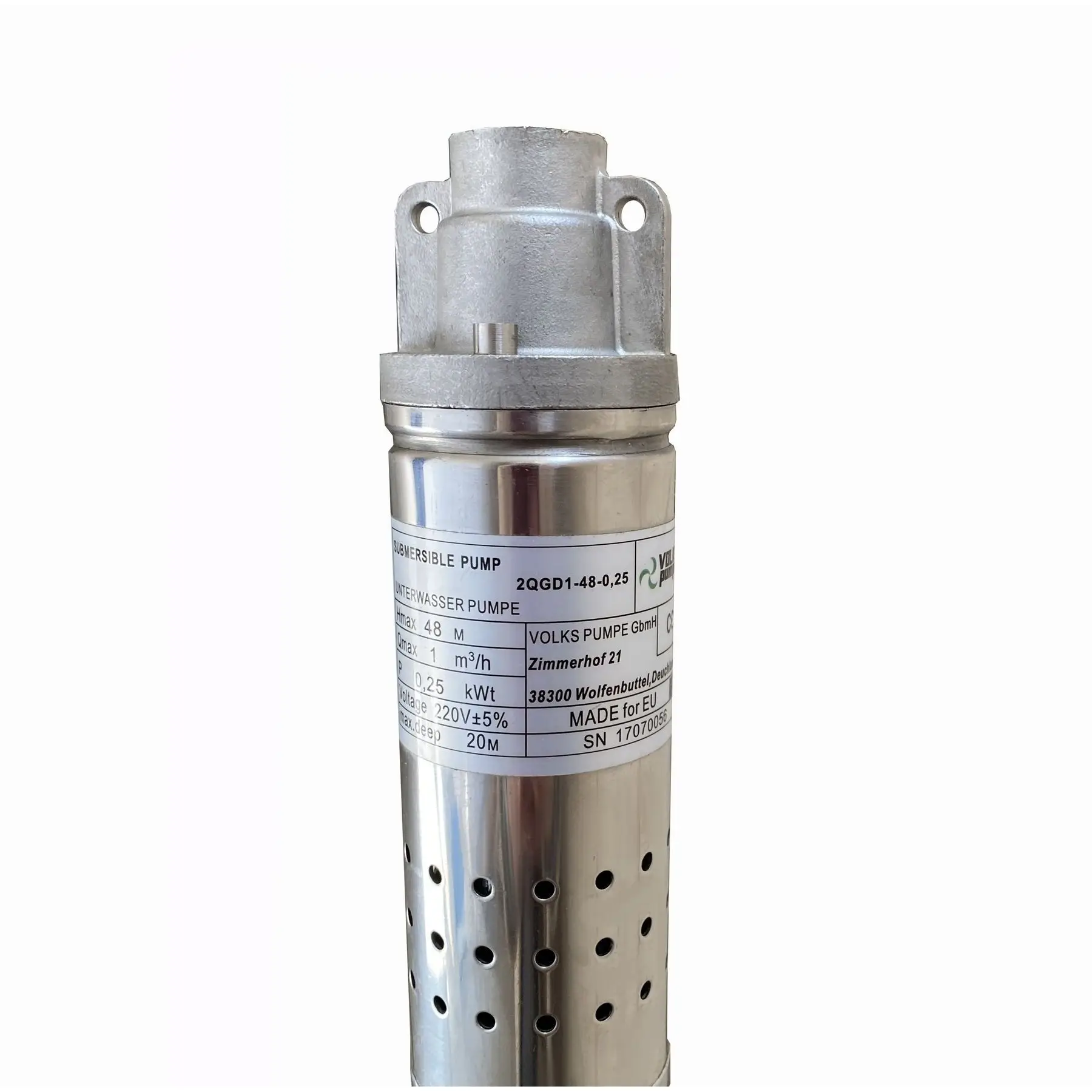 Свердловиний насос шнековий VOLKS pumpe 2QGD 1-48-0,25 2" та кабель 15 м 0,25 кВт (000011614) - фото 4 Свердловиний насос шнековий VOLKS pumpe 2QGD 1-48-0,25 2" та кабель 15 м 0,25 кВт (000011614) - фото 4