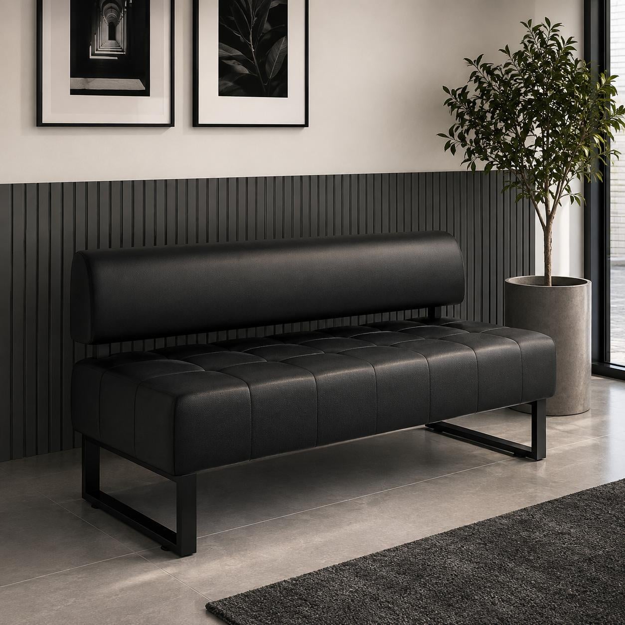 Диван Office со спинкой экокожа Midnight 155х65х75 см Black (rich_sofa_00558)