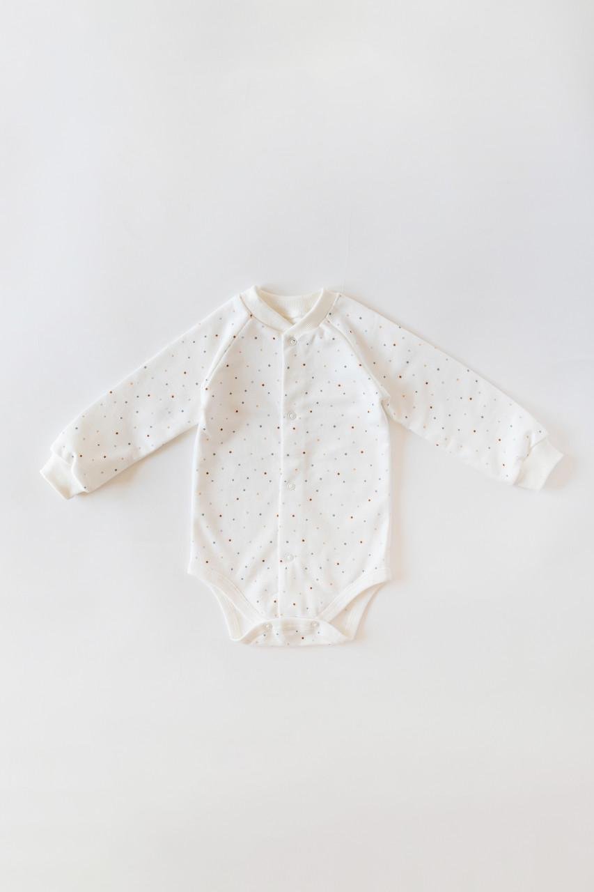 Боді для новонароджених Горошок з довгим рукавом на кнопках з начосом 62 см (2743725297)