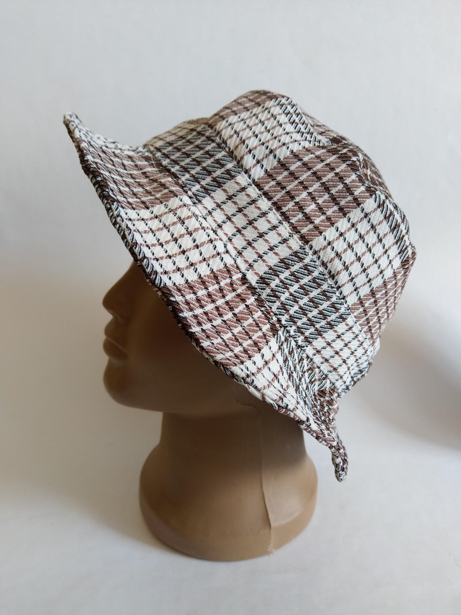 Панама-капелюх Клетка Lider бавовна 56-58 см Коричнево-білий (24986048) - фото 2