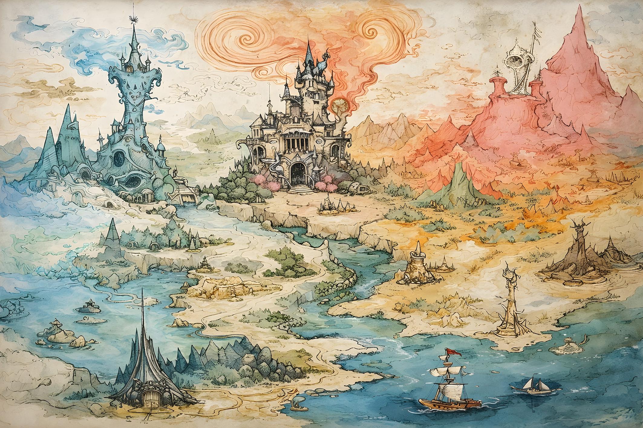 Фотообои флизелиновые Upstream Карта сказочного мира 180х120 см (S5KID-114/2)