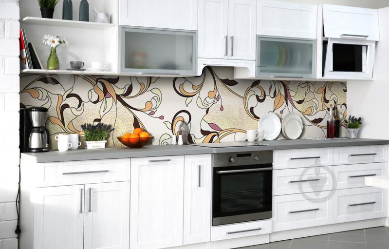 Скинали на кухню Zatarga «Поэтичный витраж» 650х2500 мм виниловая 3Д наклейка кухонный фартук самоклеящаяся