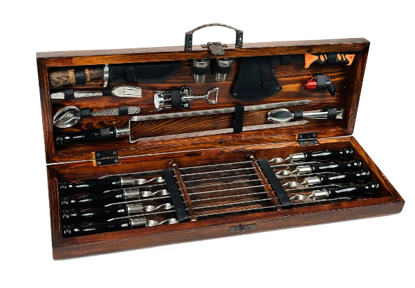 Набір шампурів в кейсі Гриль LUX 8 шт. (21-10-KS-7801) - фото 1 Набір шампурів в кейсі Гриль LUX 8 шт. (21-10-KS-7801) - фото 1