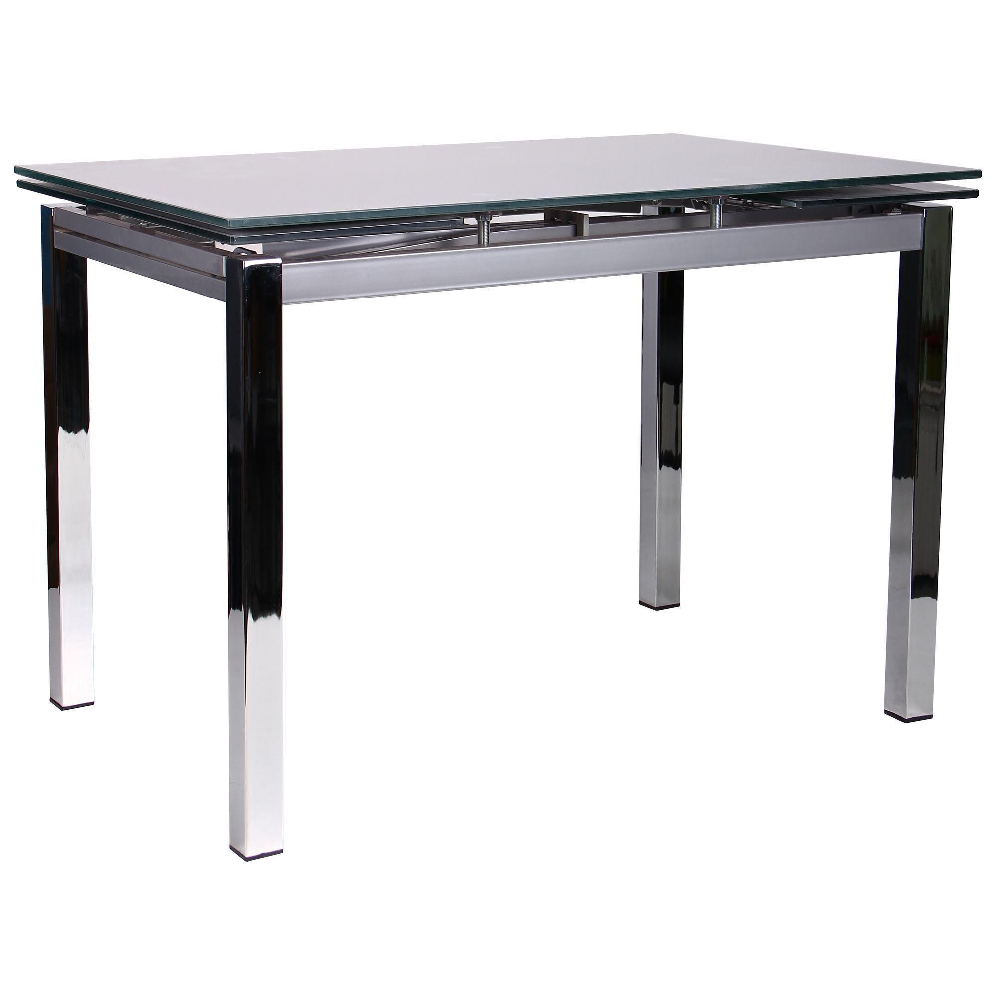 Обеденный стол AMF Глория 770х1100+600х740 раскладной Хром/Платина