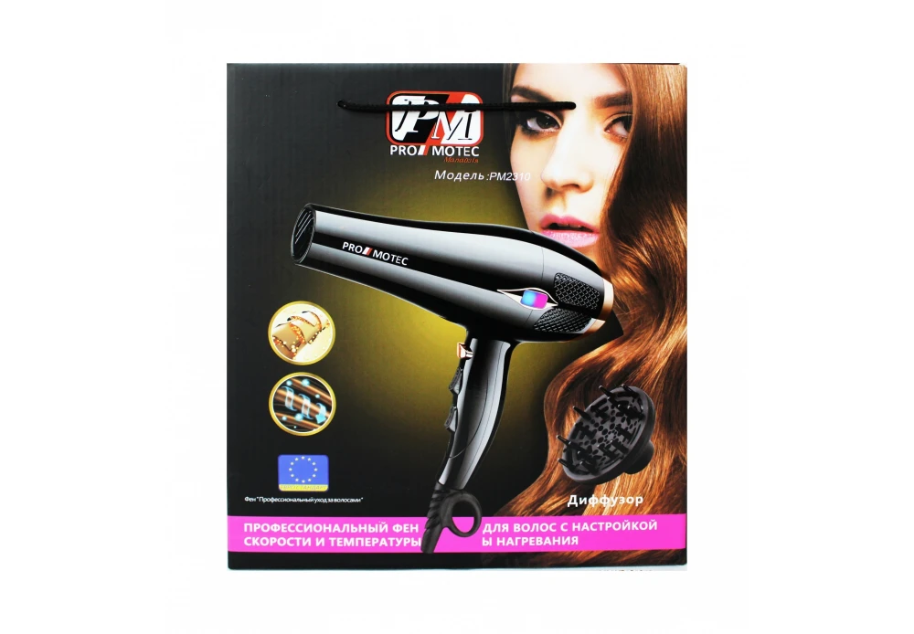 Фен для волос Promotec PM-2310 3000Вт 2 насадки диффузор/концентратор (PM 2310) - фото 2 Фен для волос Promotec PM-2310 3000Вт 2 насадки диффузор/концентратор (PM 2310) - фото 2
