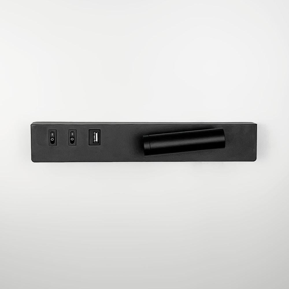 Бра с поворотным спотом справа/разъем USB Черный (WJ 028/2 L BK)