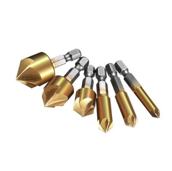 Сверла с зенковкой HSS 6/8/9/12/16/19 мм 6-гранные HSS-сталь 6 шт. (52964)