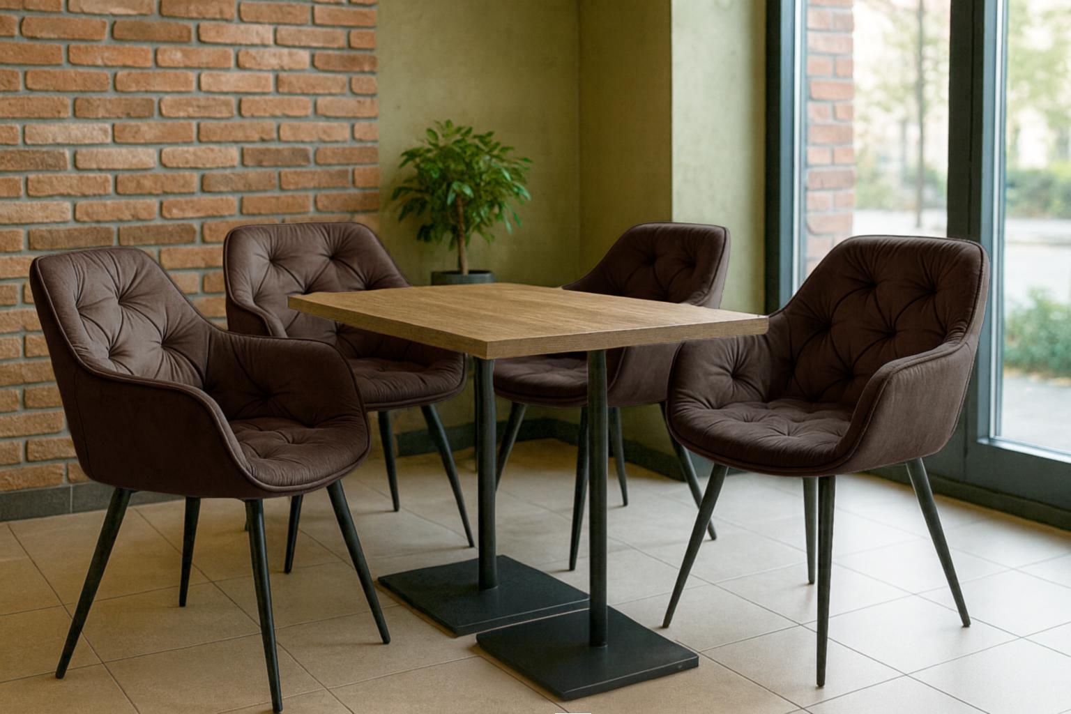 Комплект обеденных стульев Арис М-65 4 шт. с подлокотниками велюр 860x580x590 мм Коричневый/Черный