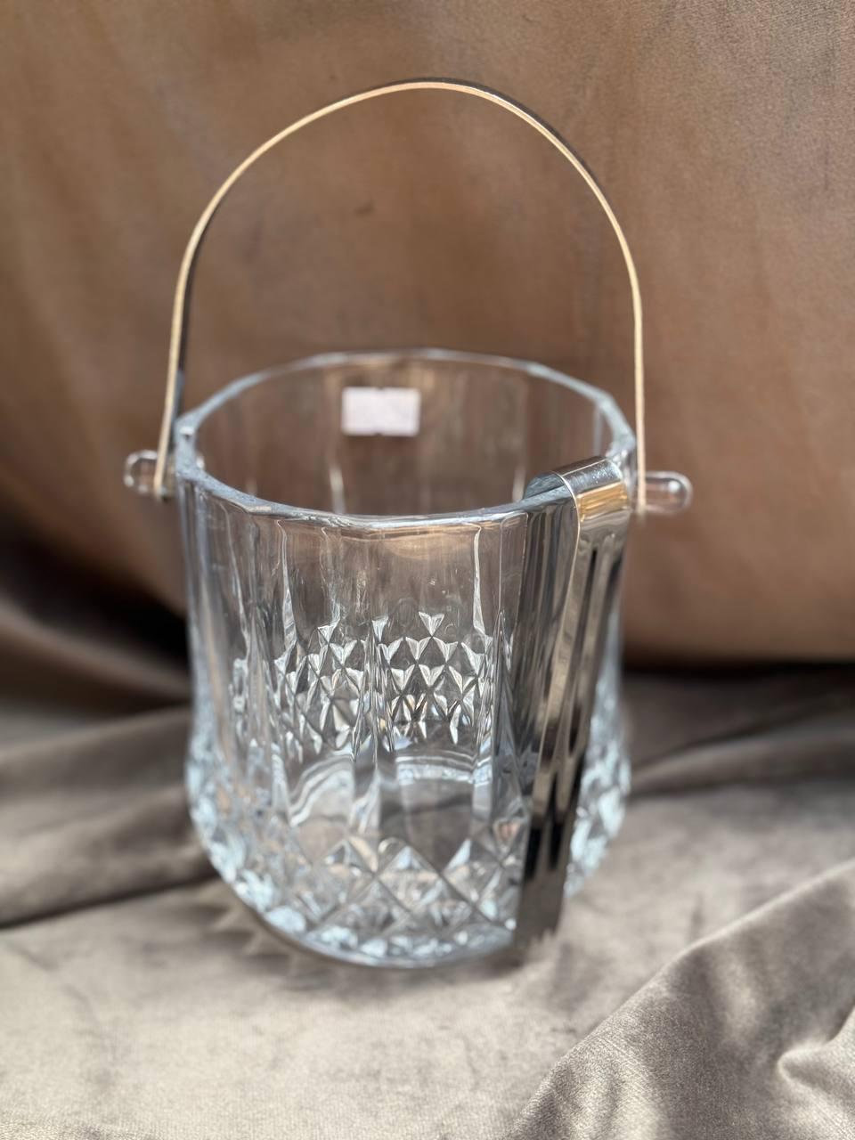 Ведерство для льда YIWU Small ice стеклянное со щипцами 1,1 л Прозрачный (HP-19-20)