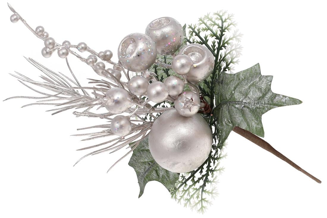 Декоративная ветка BonaDi 23 см Серебристое покрытие (903-558)