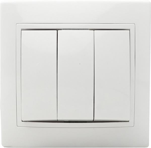 Выключатель АСКО-УКРЕМ FL 3-клавишный Белый (BBсб10-3-0-Fl-W)