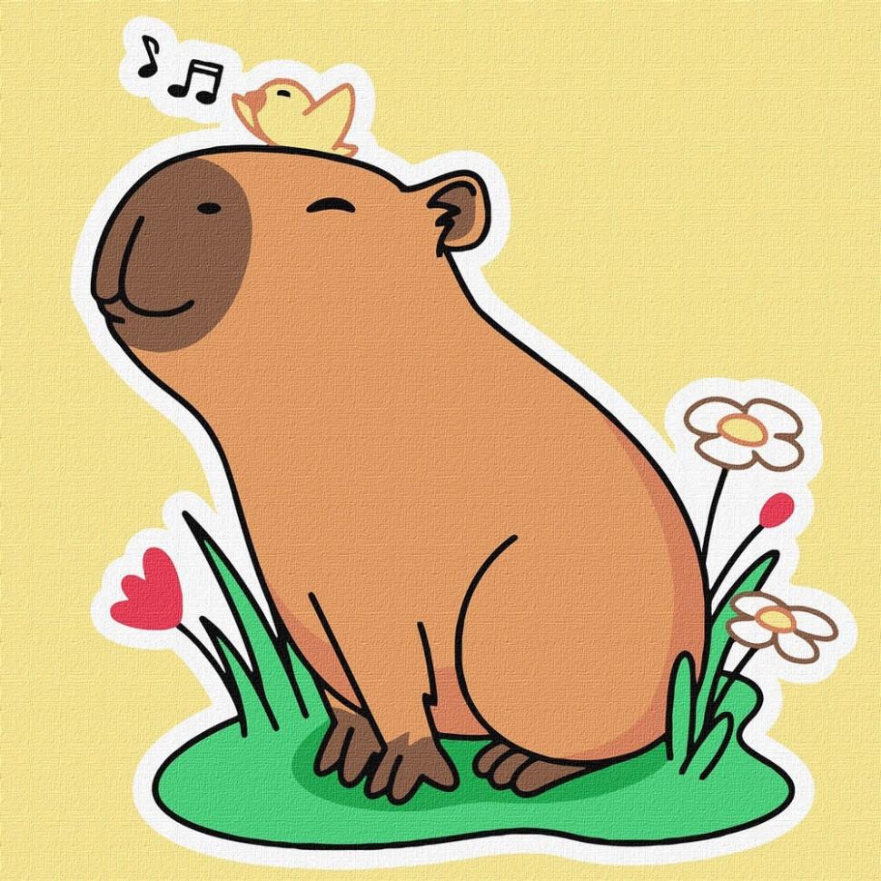 Картина по номерам Ideyka Капибара слушает пение птиц 30х30 см (KHO6750)