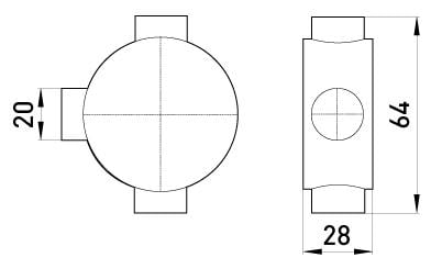 Розподільча коробка E.NEXT e.pipe.3.db.stand.20 зовнішня 64х28 мм 3 трубних вводи ø20 мм IP20 ПВХ (s7035002) - фото 2