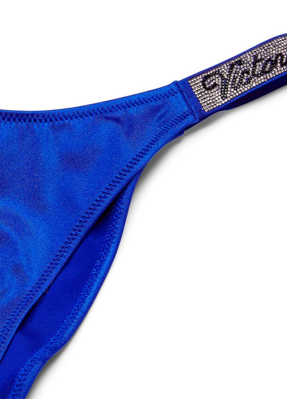 Нижняя часть купальника женская Victoria's Secret Shine Strap Brazilian со стразами M Синий (2136660723) - фото 2