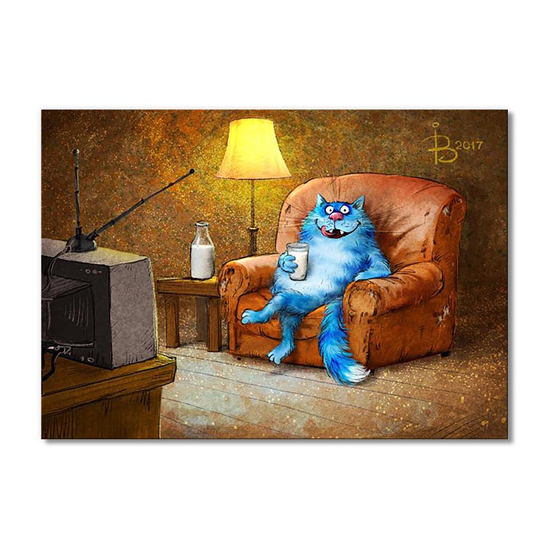 Модульная картина Отдых перед телевизором 1 модуль 60x90 см (_rinaz_20172224040)