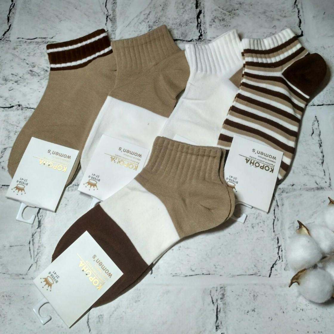 Шкарпетки жіночі бавовняні короткі широка резинка Смужки набір 5 пар р. 36-41 Пастельні (BY658-8)