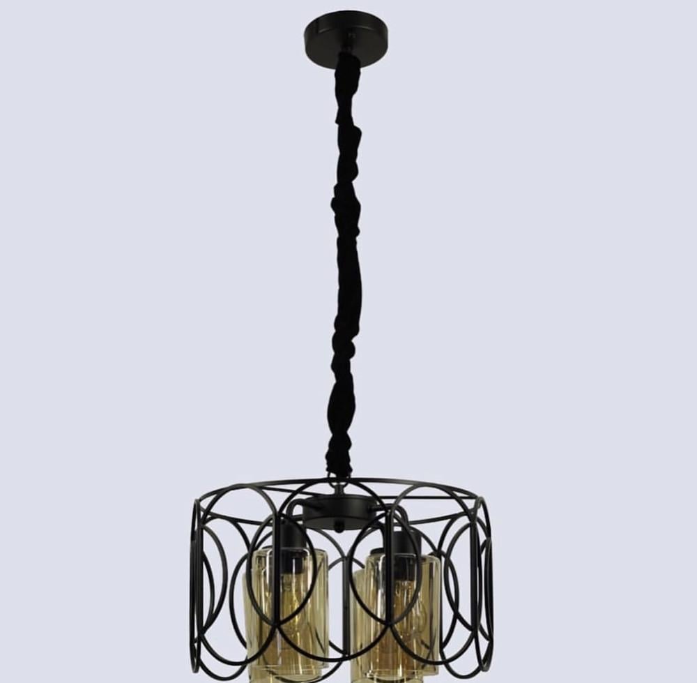 Люстра на 4 янтарных плафона Черный (12036/4_81)