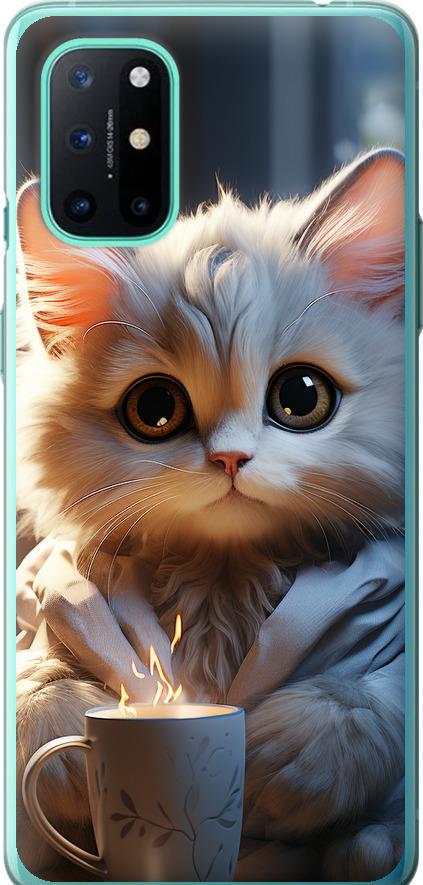 Чехол на OnePlus 8T White cat (5646t-2113-42517)