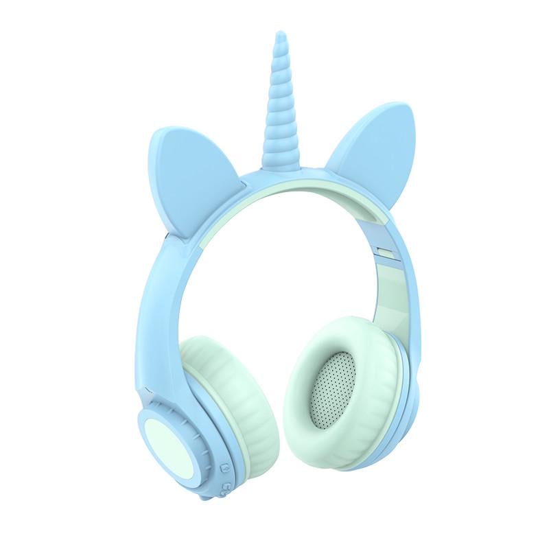 Наушники LINX LX-LW200 Bluetooth Cat Ear Unicorn Design LED Голубой (SUN6113)