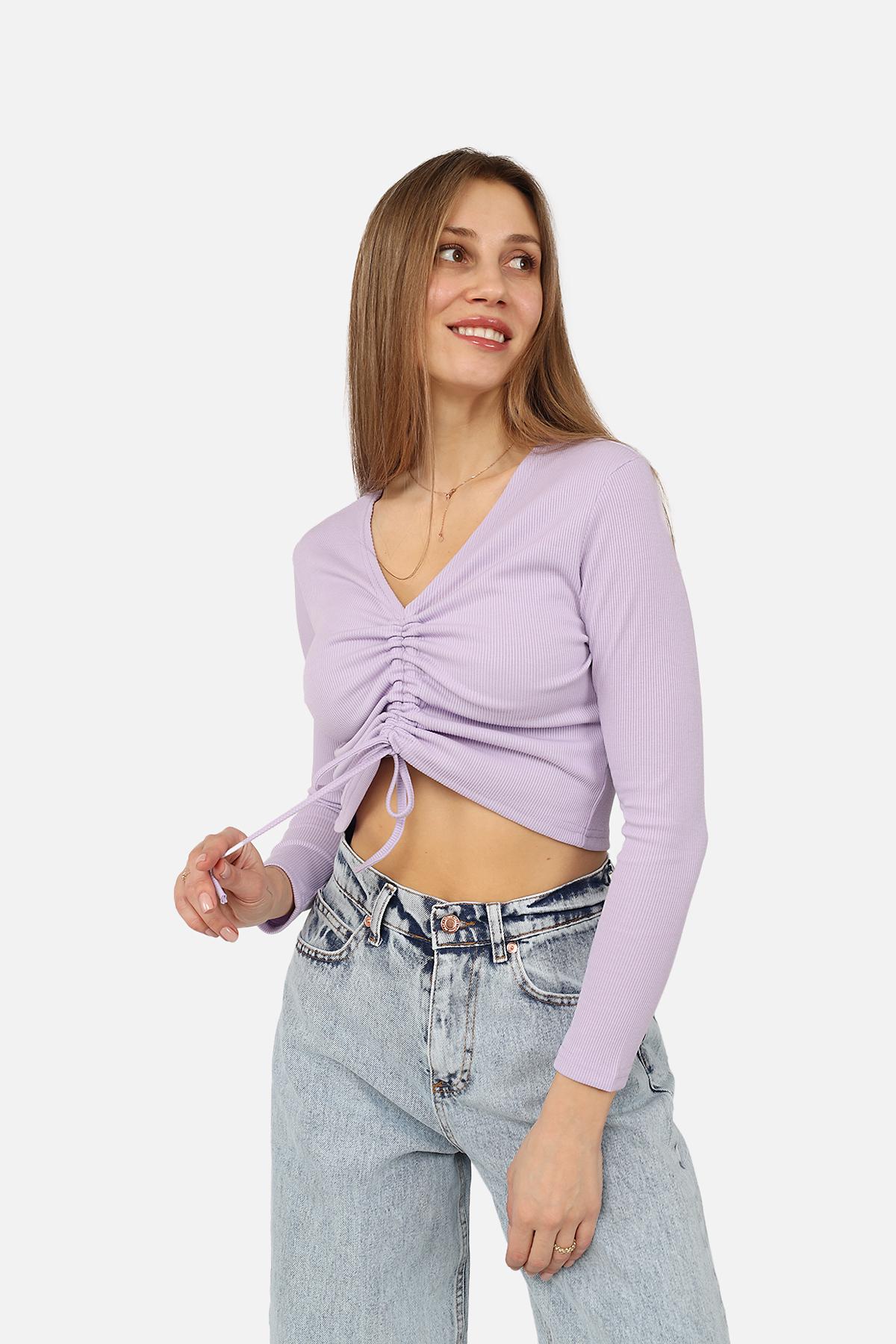 Футболка с длинным рукавом женская ЦБ-00271929 р. 42 Лиловый (SKT001049932) Футболка с длинным рукавом женская ЦБ-00271929 р. 42 Лиловый (SKT001049932)