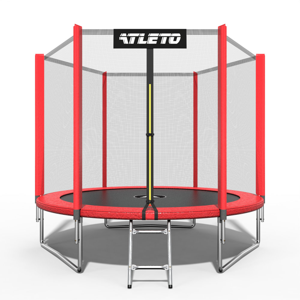 Батут детский Atleto с сеткой и стремянкой 252 см Красный (42400445)