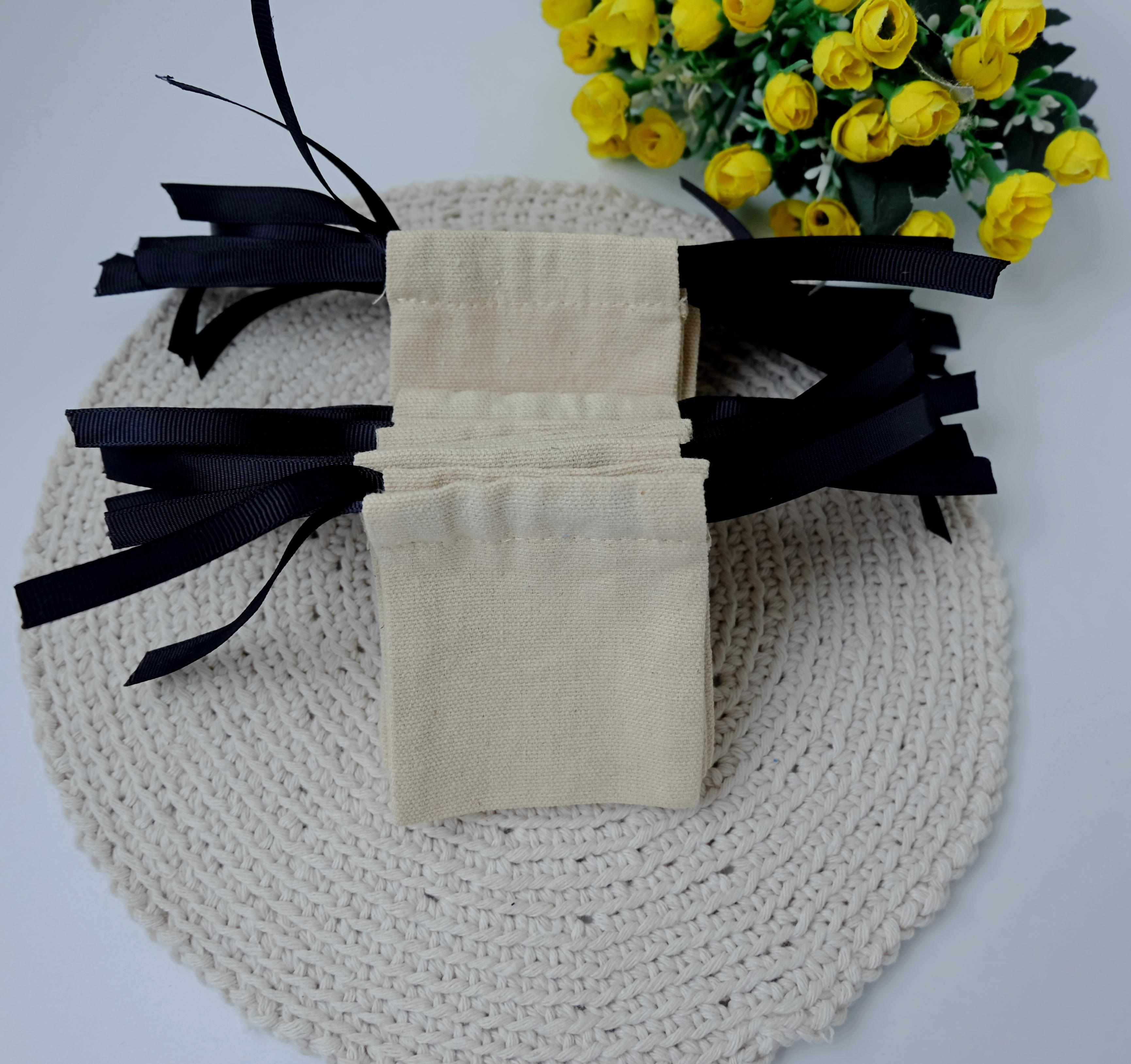 Мішечки зі щільної бавовни 10 шт. 8х7 см Чорний/Бежевий (29095104) - фото 4