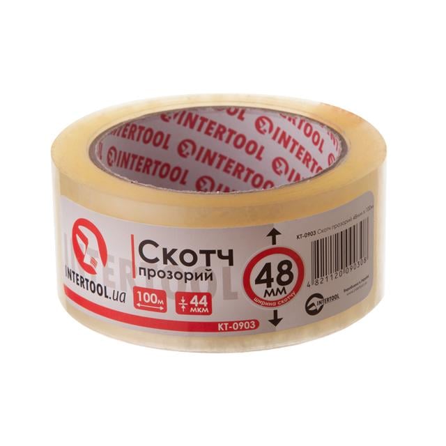 Скотч Intertool 45 мм 100 м 44 мкм Прозрачный (KT-0903)