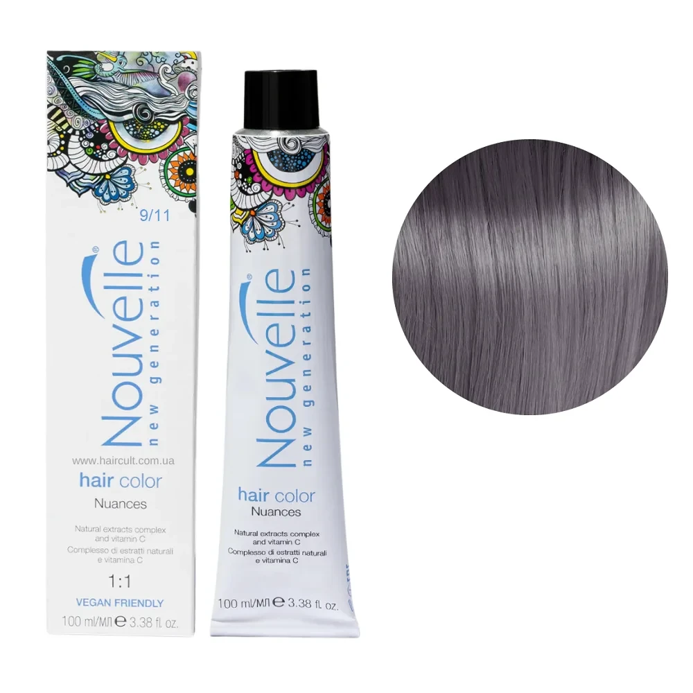 Краска для волос Nouvelle Hair Color 9/11 Очень светлый пепельный интенсивный блондин 100 мл