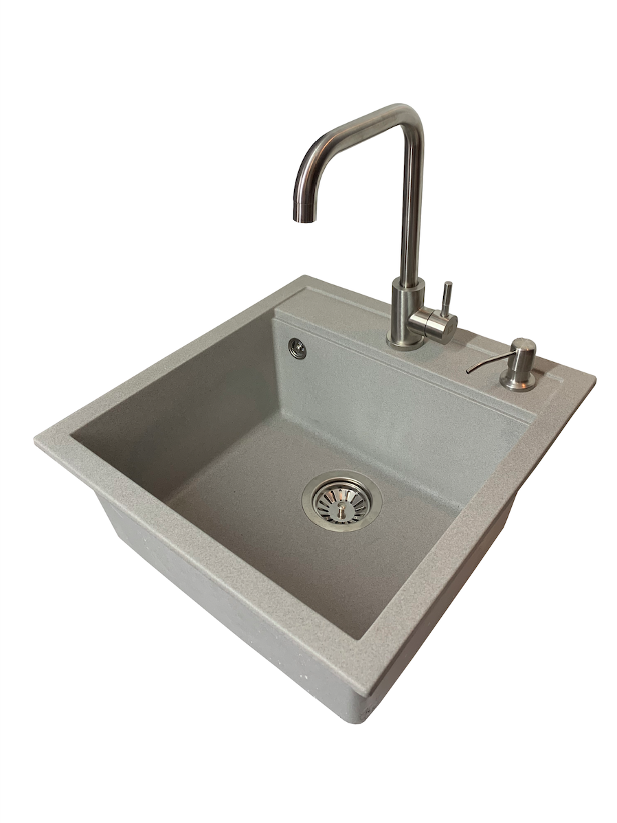 Мойка кухонная VECTOR Kira 48x51 см дозатор/сифон/смеситель Светло-серый (b1916df9)